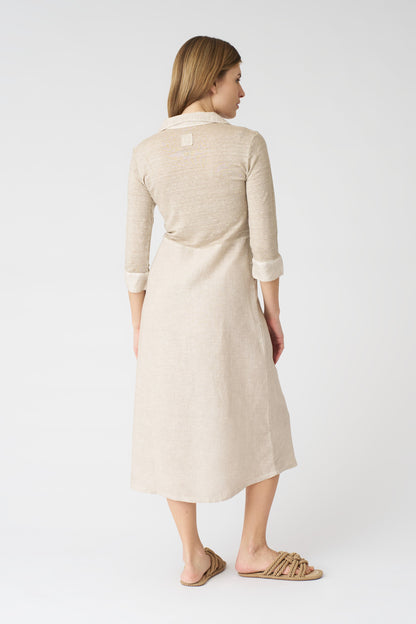 Women's 'Kat' Linen Shirt Dress – Beige Soft Fade, view 3