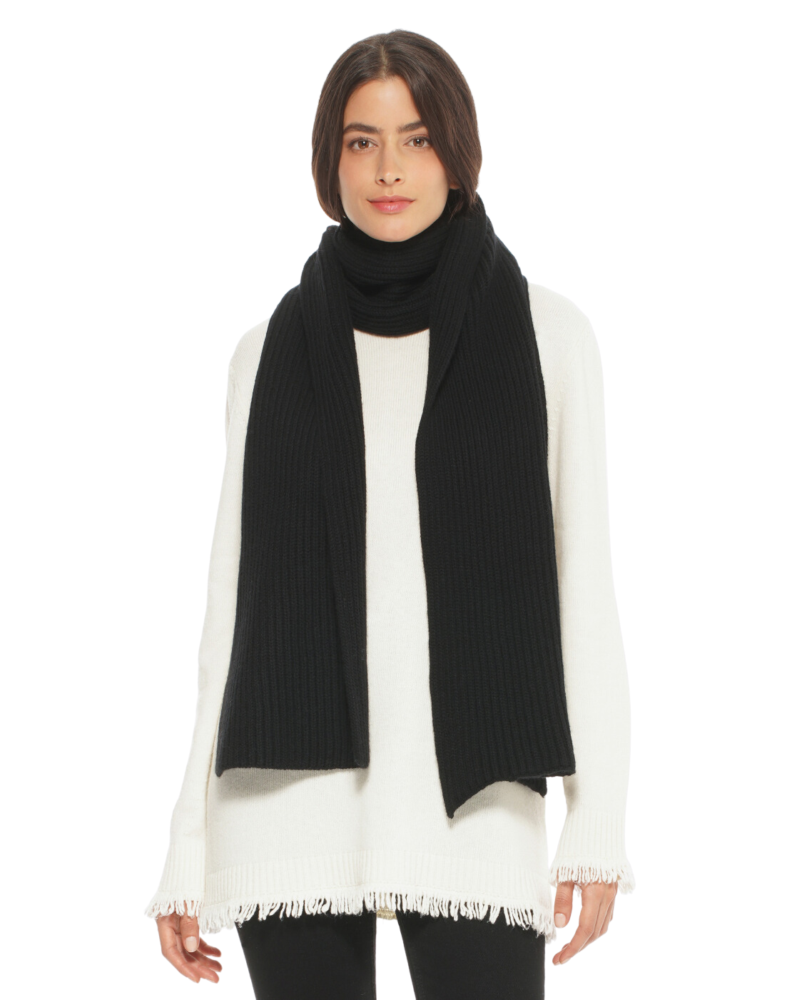 Monticelli Cashmere Chunky Ribbed Scarf Wool black made in italy 1