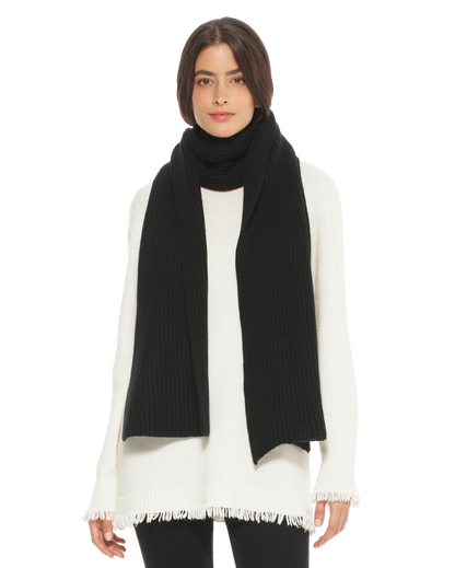 Monticelli Cashmere Chunky Ribbed Scarf Wool black made in italy 1