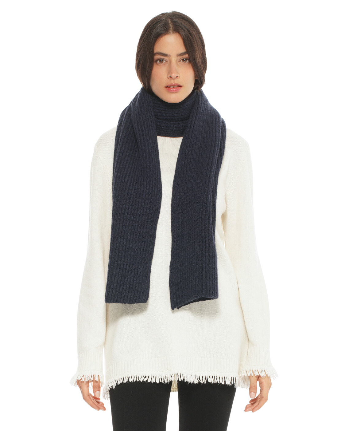 Monticelli Cashmere Chunky Ribbed Scarf Wool night blue Made In Italy 1