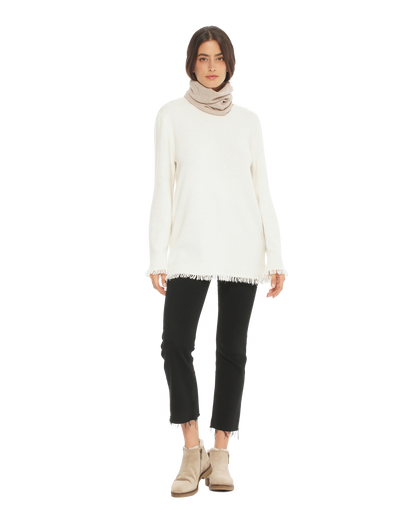 Monticelli Women's Pure Cashmere Collar Scarf Beige Made In Italy 2