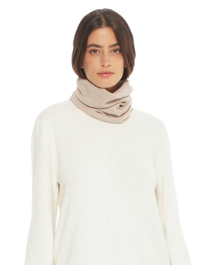 Monticelli Women's Pure Cashmere Collar Scarf Beige Made In Italy 1