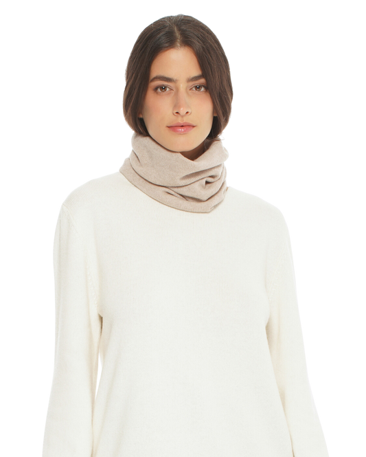 Monticelli Women's Pure Cashmere Collar Scarf Beige Made In Italy 1
