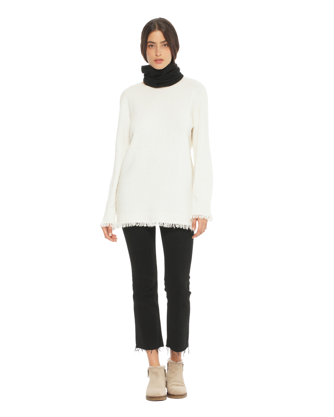 Monticelli Women's Pure Cashmere Collar Scarf Black Made In Italy 2