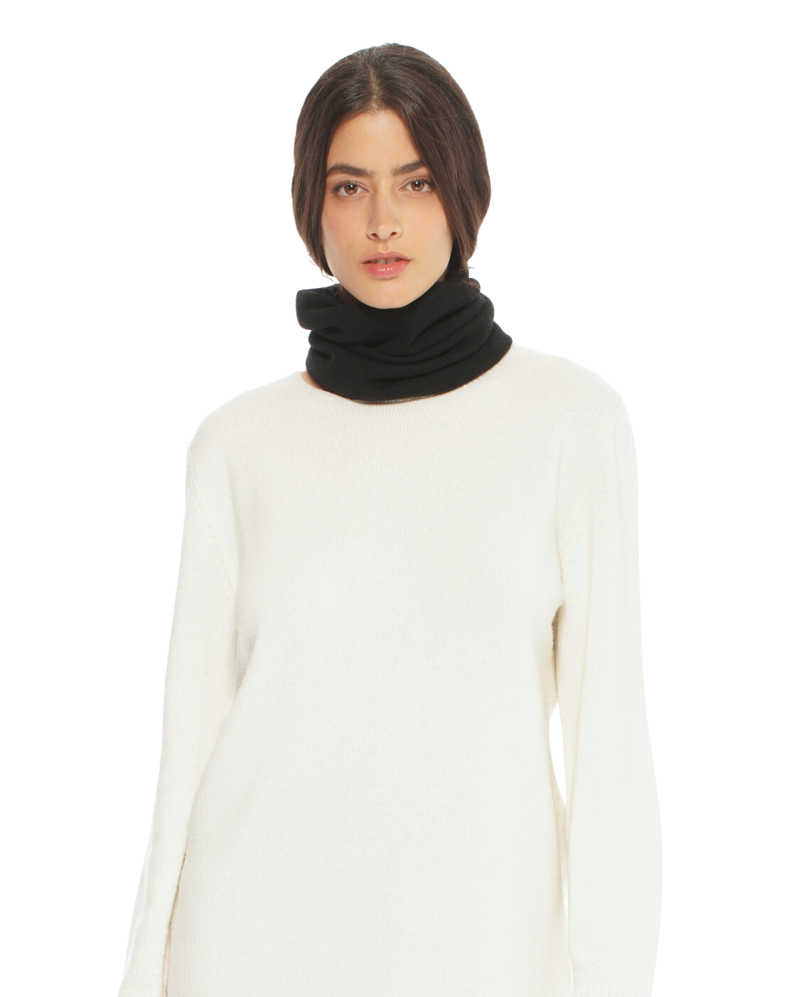 Monticelli Women's Pure Cashmere Collar Scarf Black Made In Italy 1