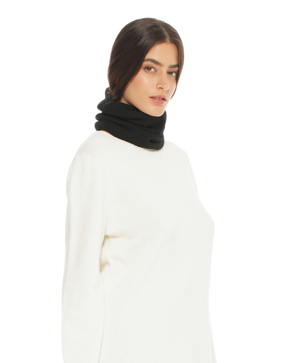 Monticelli Women's Pure Cashmere Collar Scarf Black Made In Italy 3