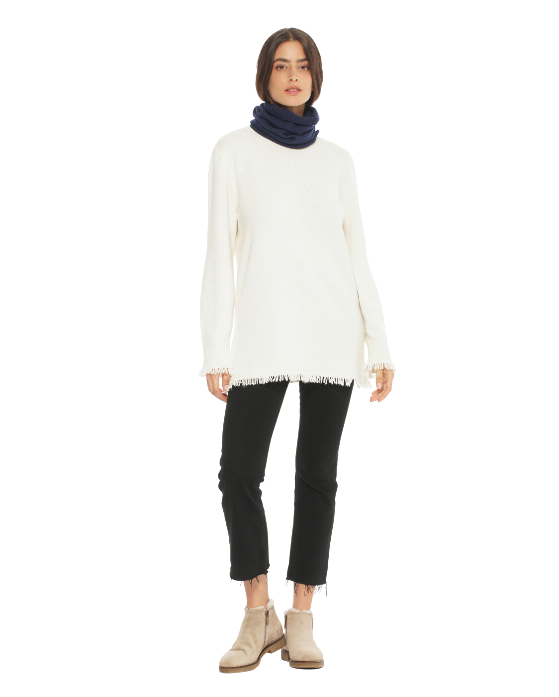 Monticelli Women's Pure Cashmere Collar Scarf Blue Made In Italy 3