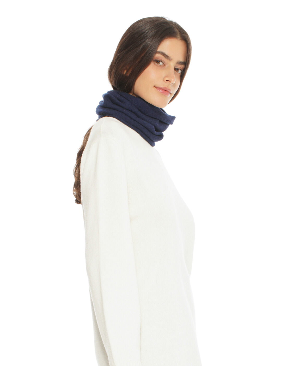 Monticelli Women's Pure Cashmere Collar Scarf Blue Made In Italy 2
