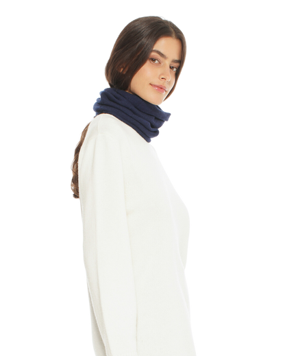 Monticelli Women's Pure Cashmere Collar Scarf Blue Made In Italy 2