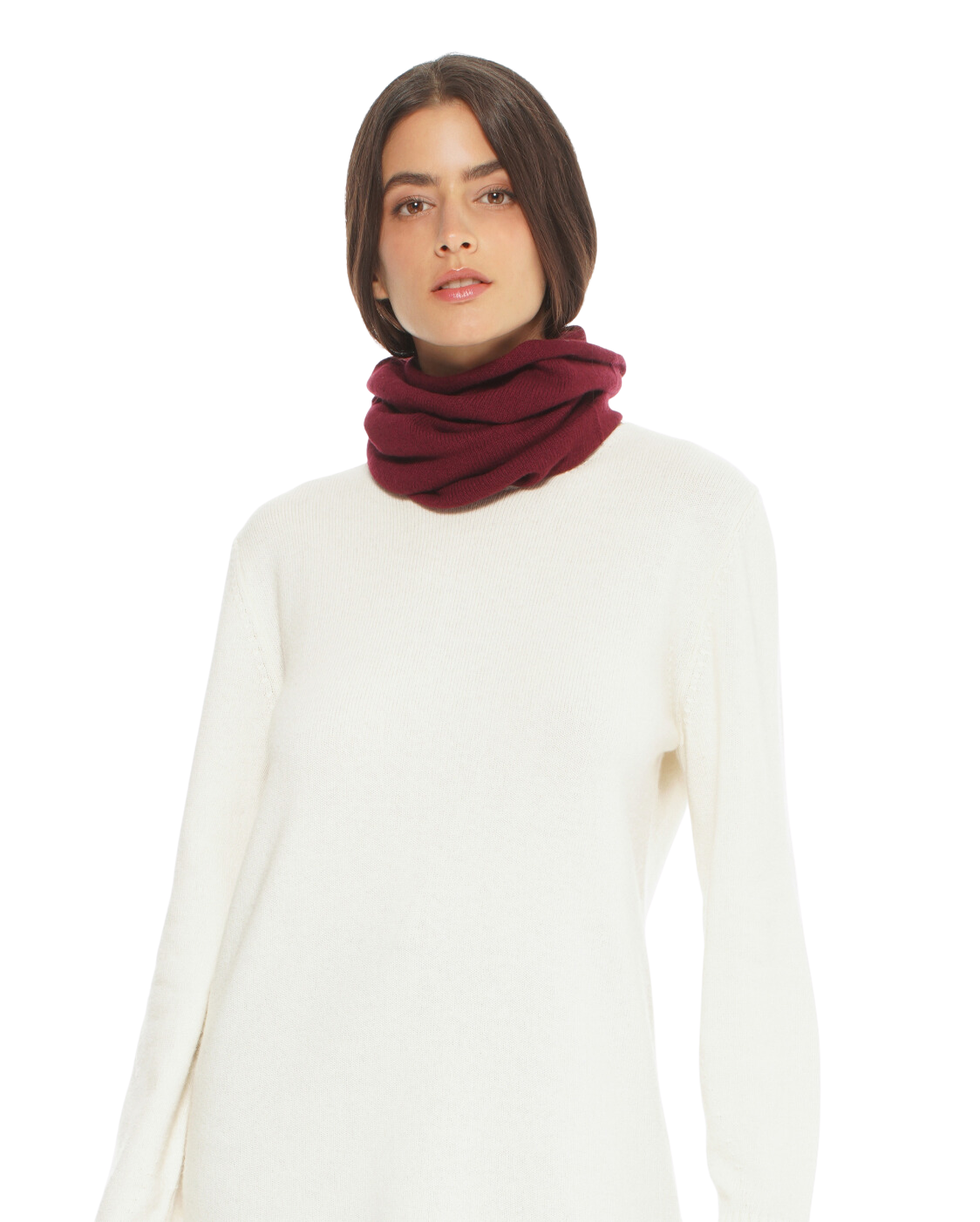 Monticelli Women's Pure Cashmere Collar Scarf Bordeaux Made In Italy 1