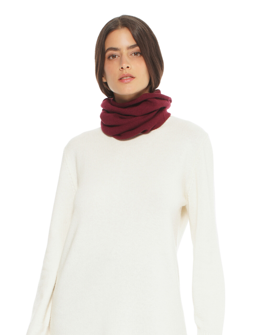 Monticelli Women's Pure Cashmere Collar Scarf Bordeaux Made In Italy 1