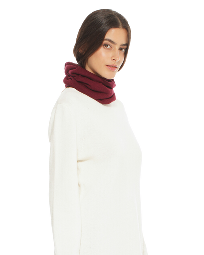 Monticelli Women's Pure Cashmere Collar Scarf Bordeaux Made In Italy 3