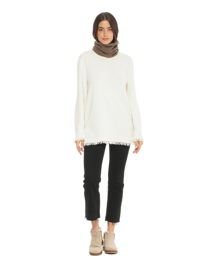 Monticelli Women's Pure Cashmere Collar Scarf Brown Made In Italy 3