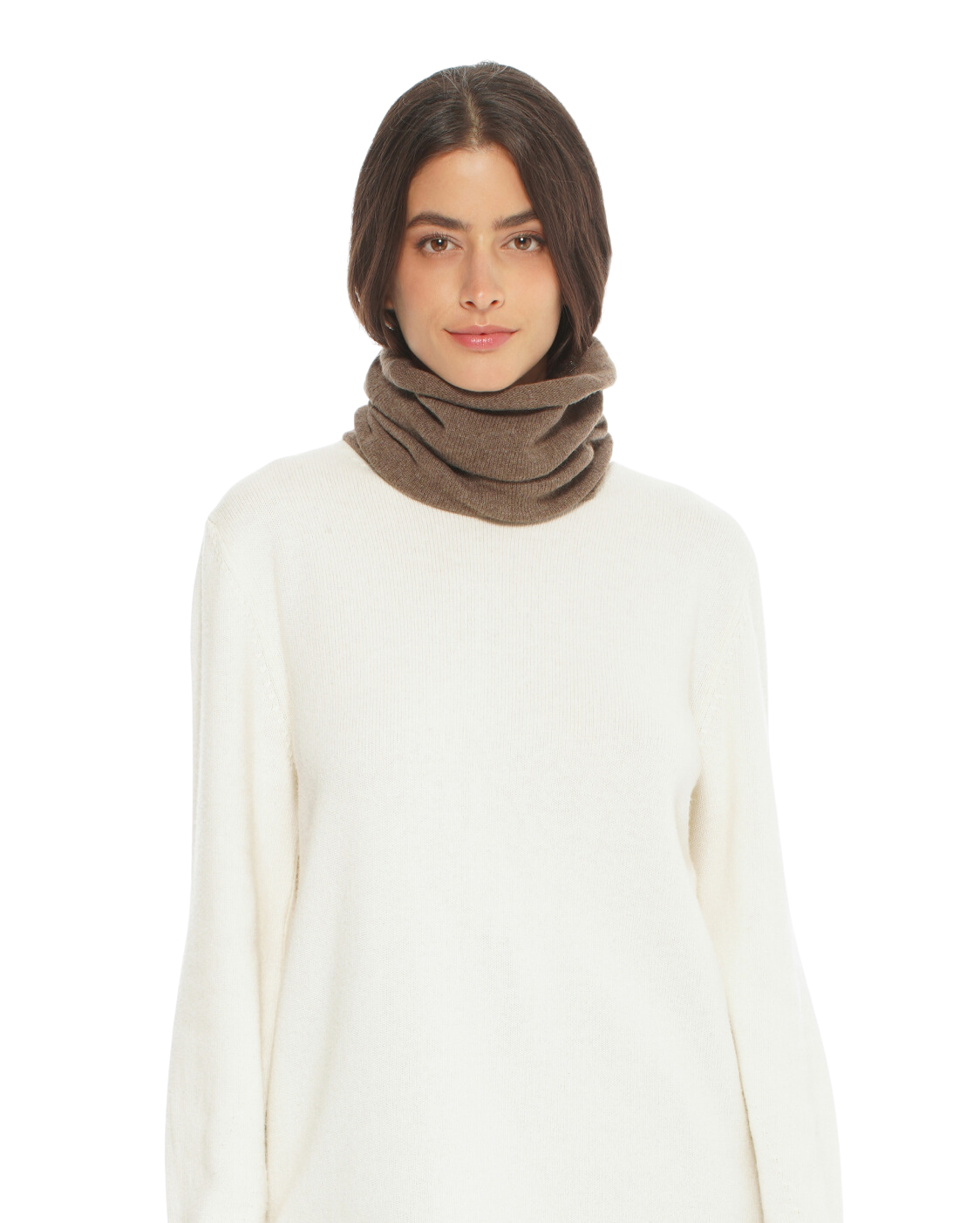 Monticelli Women's Pure Cashmere Collar Scarf Brown Made In Italy 1