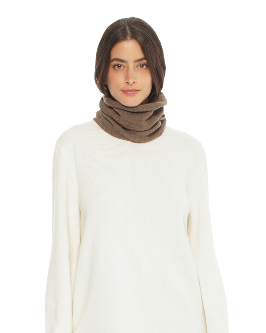 Monticelli Women's Pure Cashmere Collar Scarf Brown Made In Italy 1