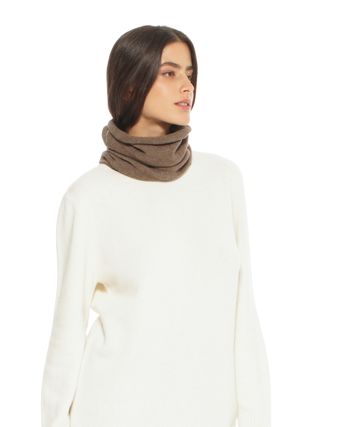 Monticelli Women's Pure Cashmere Collar Scarf Brown Made In Italy 2