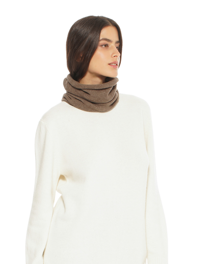 Monticelli Women's Pure Cashmere Collar Scarf Brown Made In Italy 2