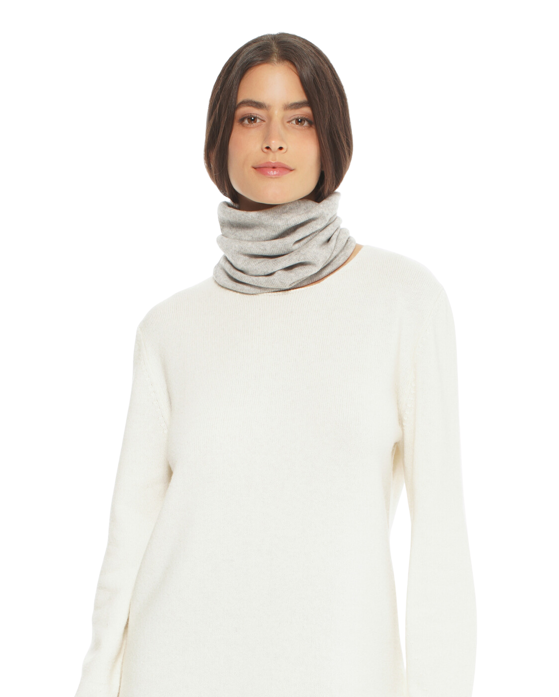 Monticelli Women's Pure Cashmere Collar Scarf Light Grey Made In Italy 1