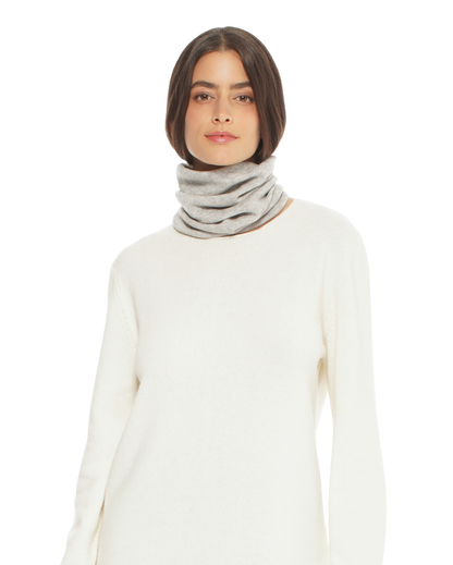 Monticelli Women's Pure Cashmere Collar Scarf Light Grey Made In Italy 1