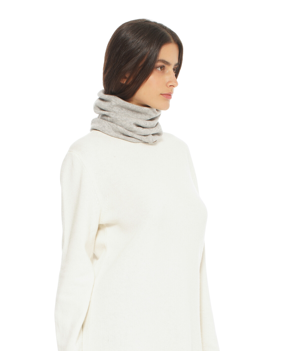 Monticelli Women's Pure Cashmere Collar Scarf Light Grey Made In Italy 2