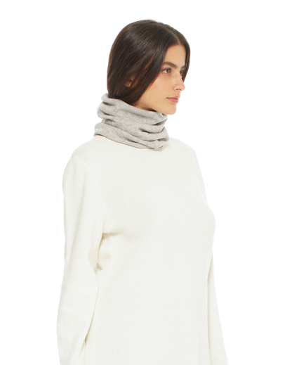 Monticelli Women's Pure Cashmere Collar Scarf Light Grey Made In Italy 2