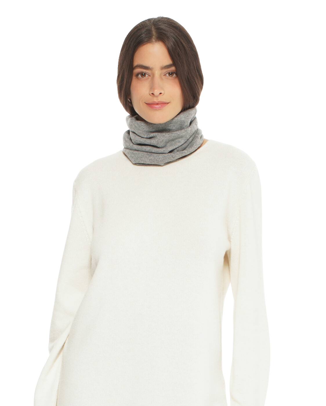 Monticelli Women's Pure Cashmere Collar Scarf Medium Grey Made In Italy 1