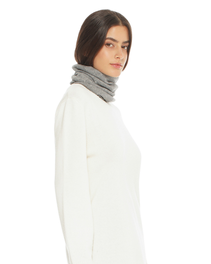 Monticelli Women's Pure Cashmere Collar Scarf Medium Grey Made In Italy 3