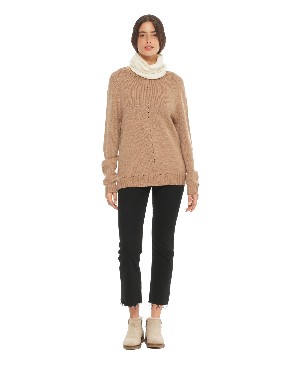 Monticelli Women's Pure Cashmere Collar Scarf Milk White Made In Italy 2