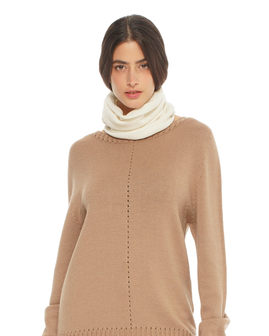 Monticelli Women's Pure Cashmere Collar Scarf Milk White Made In Italy 1