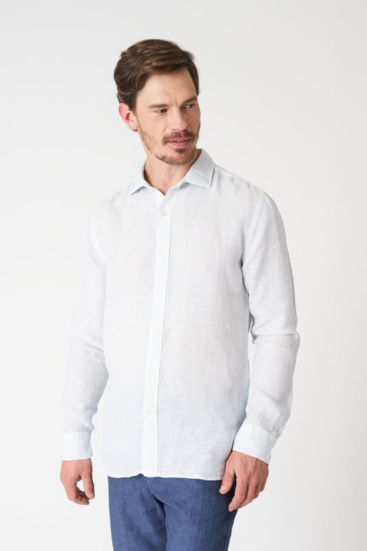 Men's Melange Slim Fit Linen Shirt – Sky Soft Fade, view 1