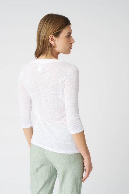 Women's Kara Linen T-Shirt – White, view 4