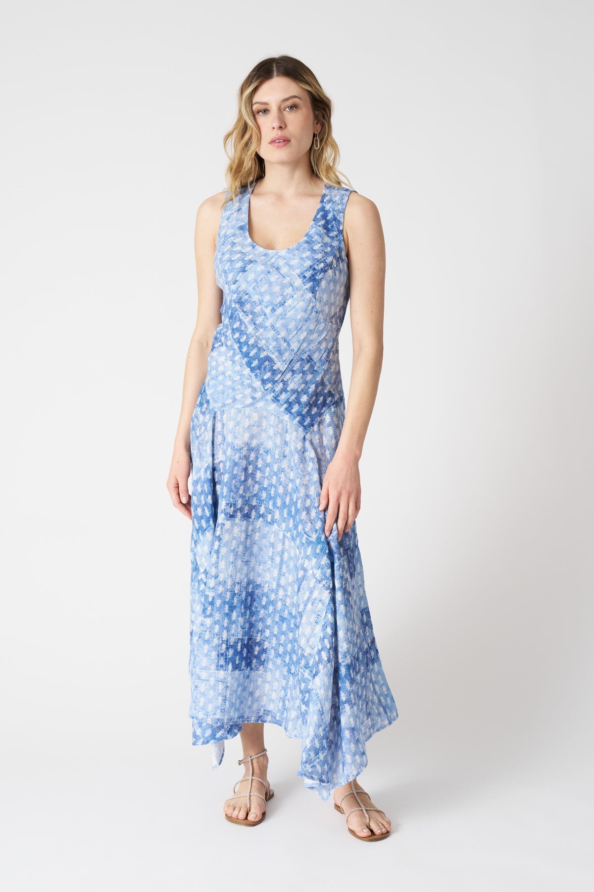 Women's Linen Asymmetrical Patchwork Effect Dress – Air, view 1