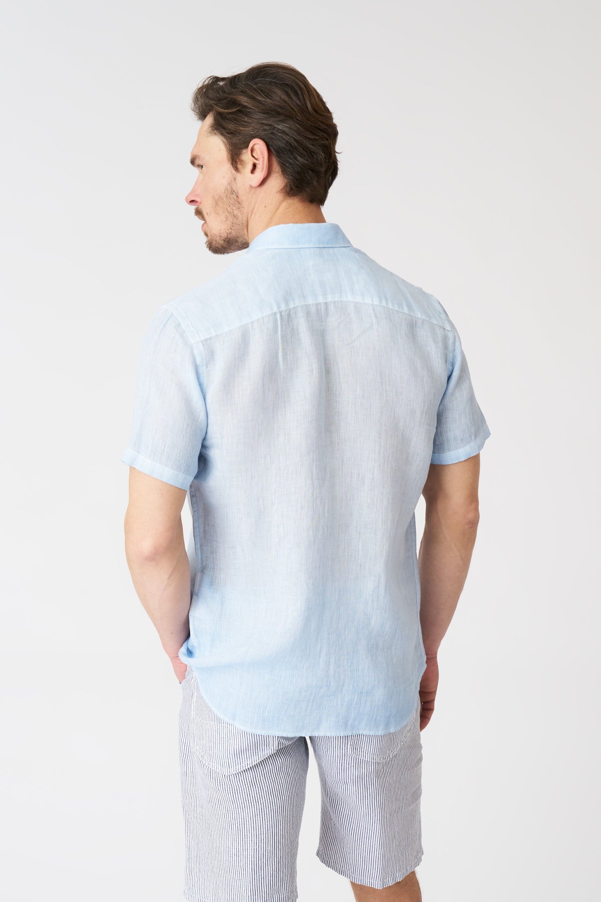 Men's Regular Fit Linen Shirt with Pocket – Sea Soft Fade, view 4