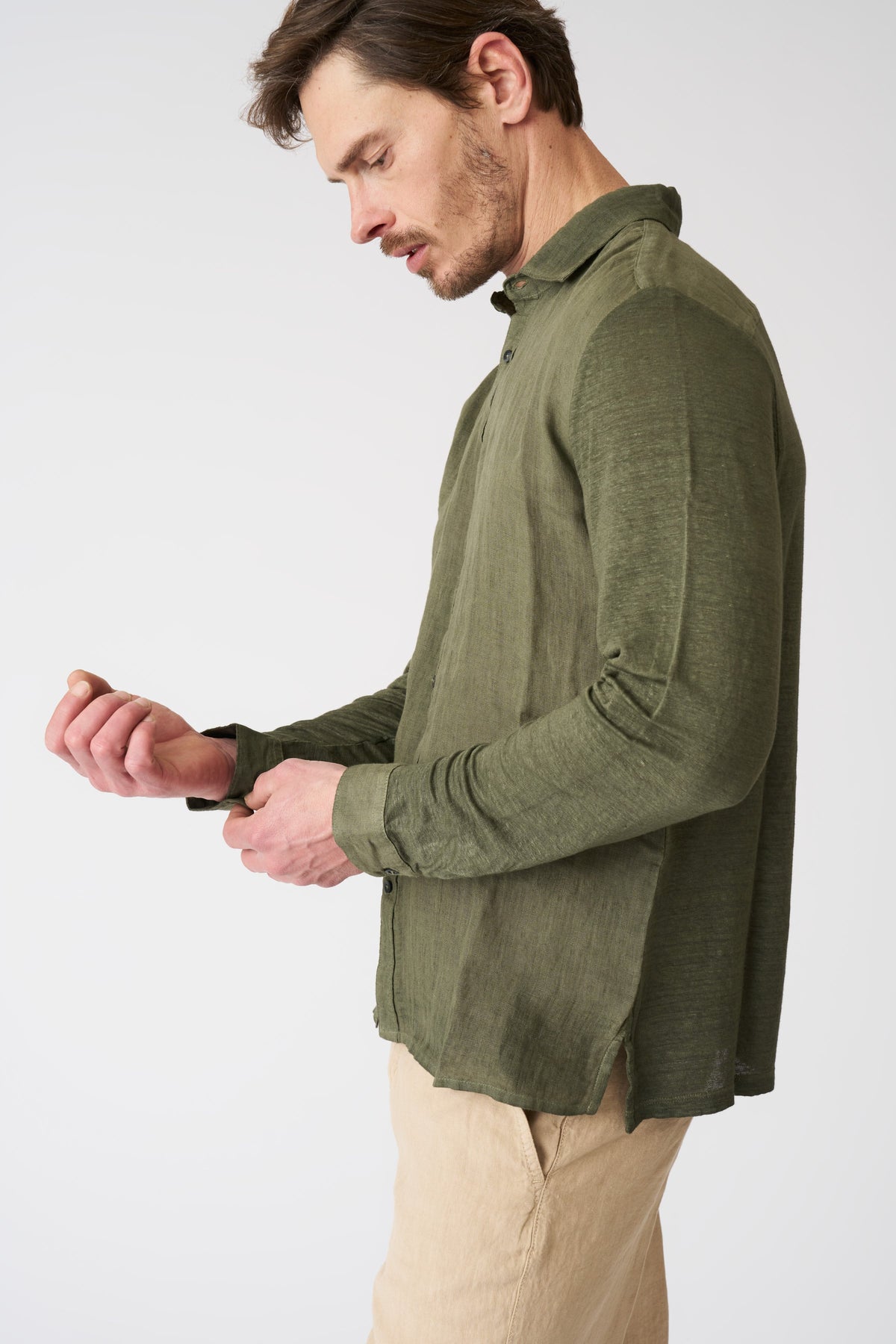 Men's Relaxed Fit Linen Shirt – Caffe Soft Fade, view 2