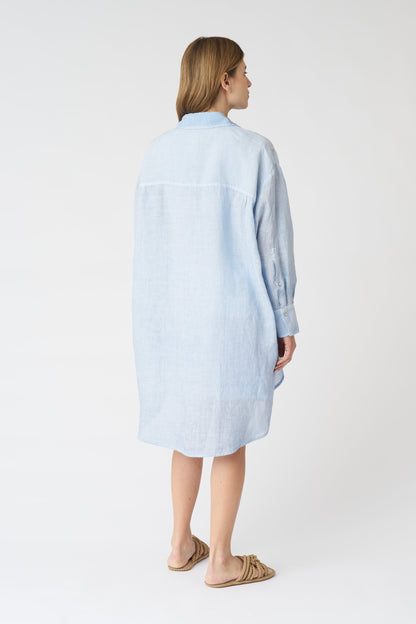 Women's Linen Oversized Shirt Dress – Sea Soft Fade, view 4