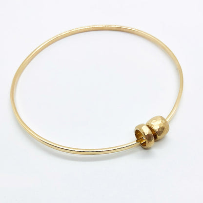 DOUBLE BEAD 14K GOLD BANGLE