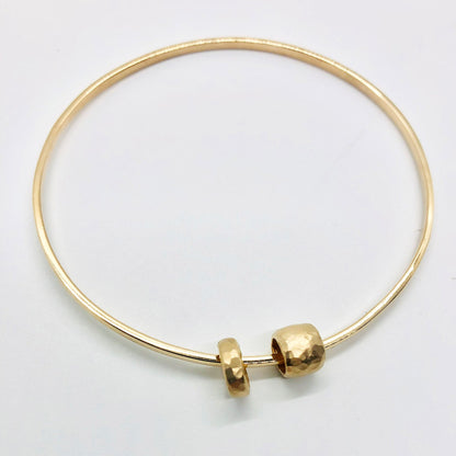 DOUBLE BEAD 14K GOLD BANGLE