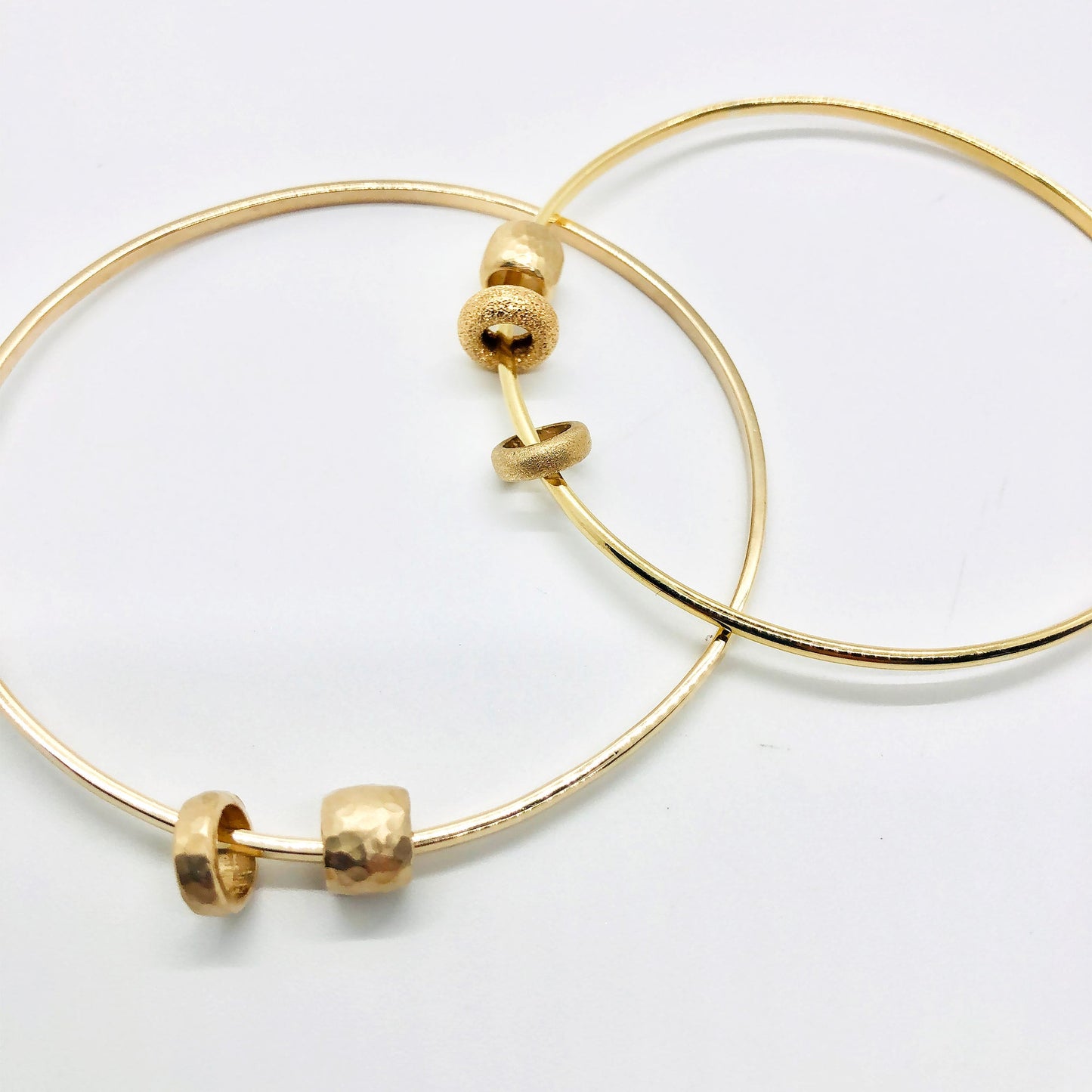 DOUBLE BEAD 14K GOLD BANGLE