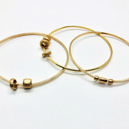 DOUBLE BEAD 14K GOLD BANGLE