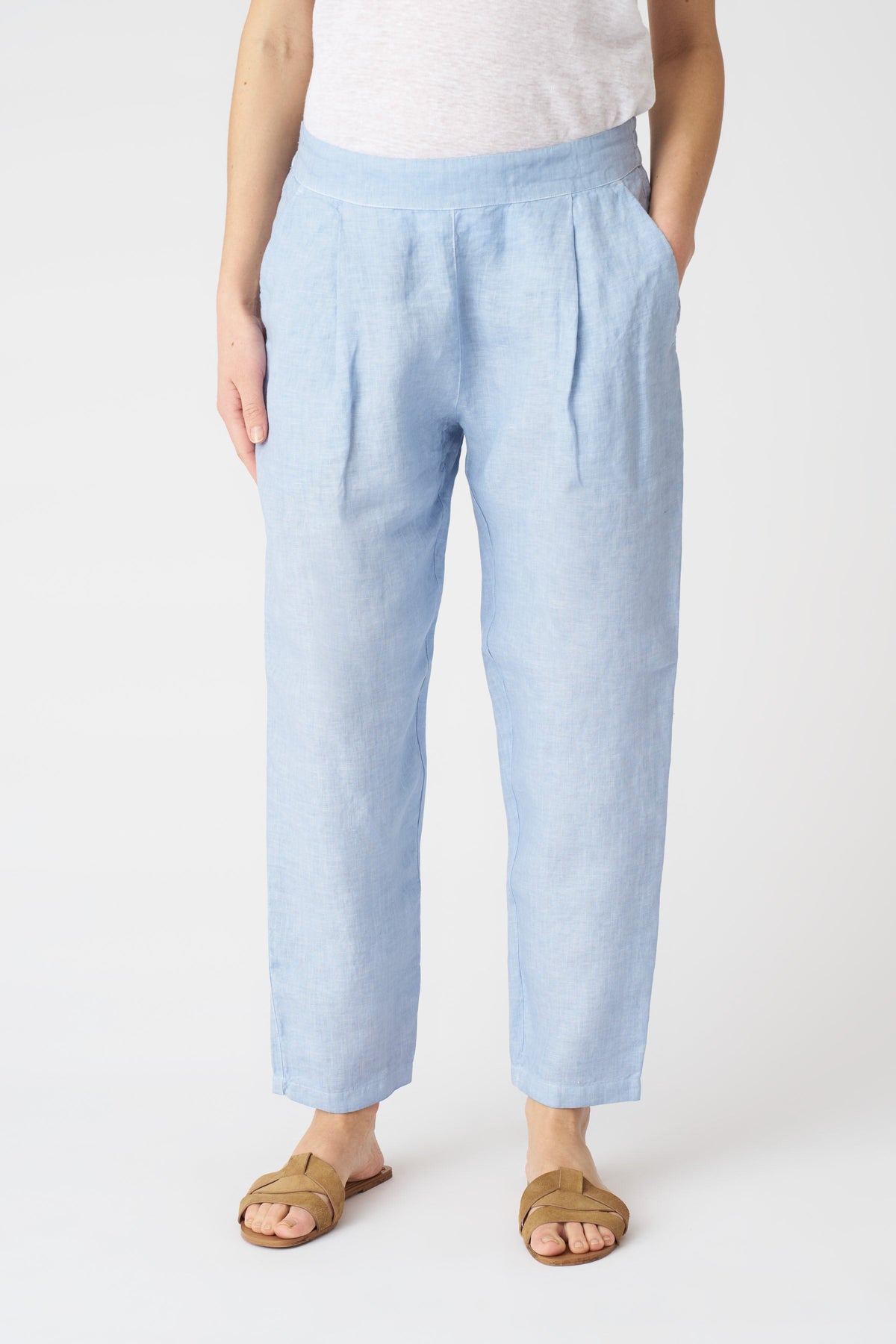 Women's Alessa Boyfriend Linen Pants – Sea Soft Fade, view 3