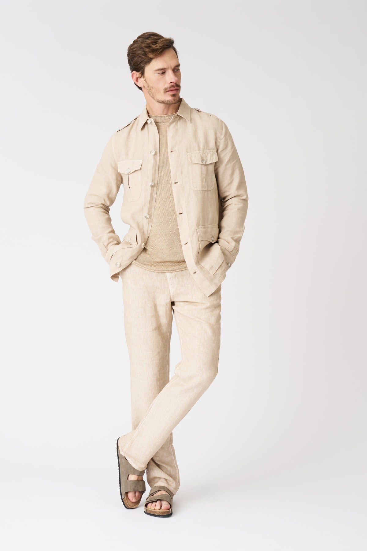 Men's Linen Safari Jacket – Sand, view 3