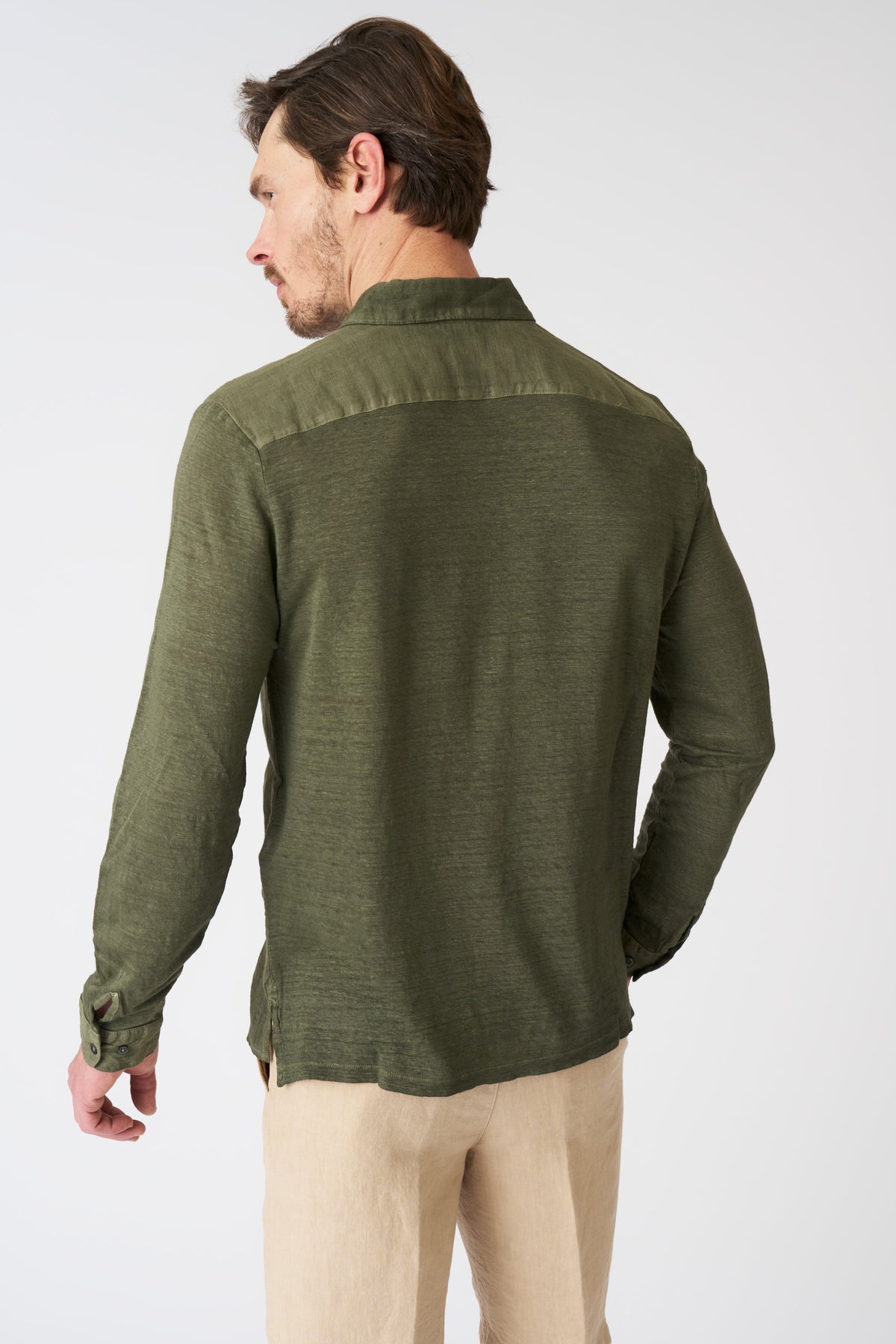 Men's Relaxed Fit Linen Shirt – Caffe Soft Fade, view 4