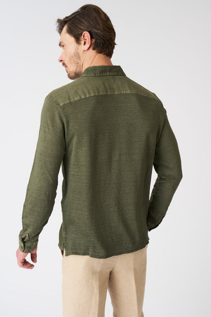 Men's Relaxed Fit Linen Shirt – Caffe Soft Fade, view 4