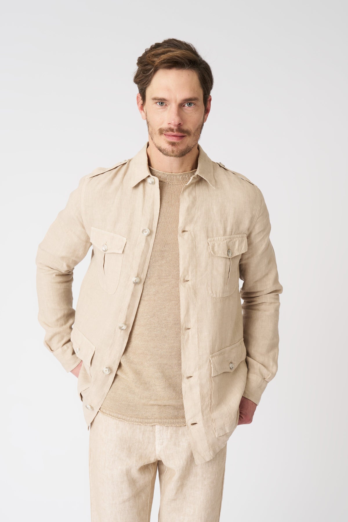 Men's Linen Safari Jacket – Sand, view 1