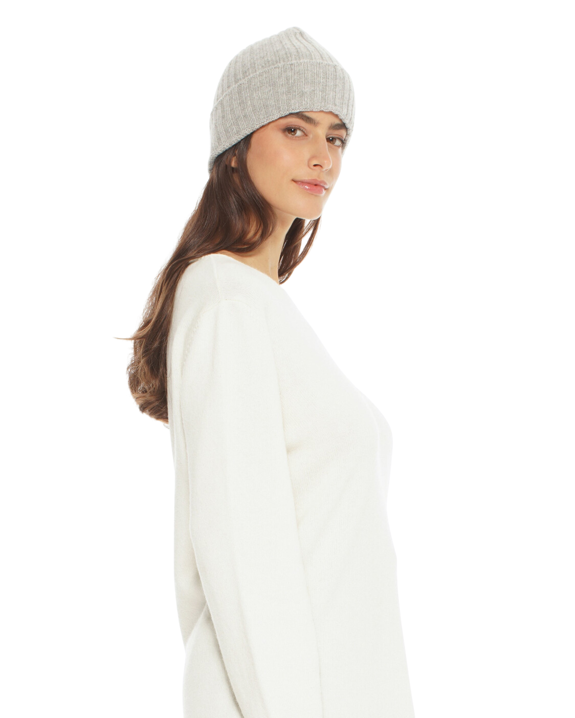 Monticelli Pure Cashmere Ribbed Hat Light Grey 3