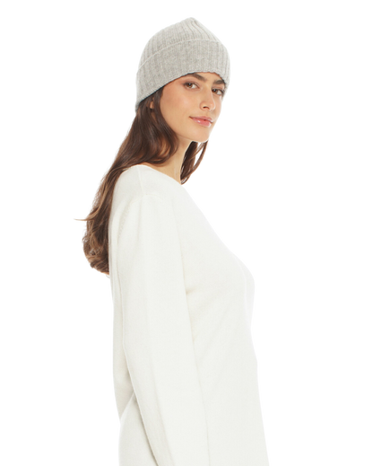 Monticelli Pure Cashmere Ribbed Hat Light Grey 3