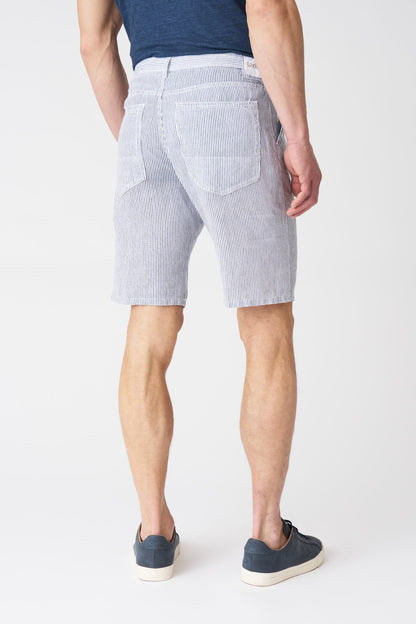 Men's Navy Stripe Linen Shorts – White, view 4