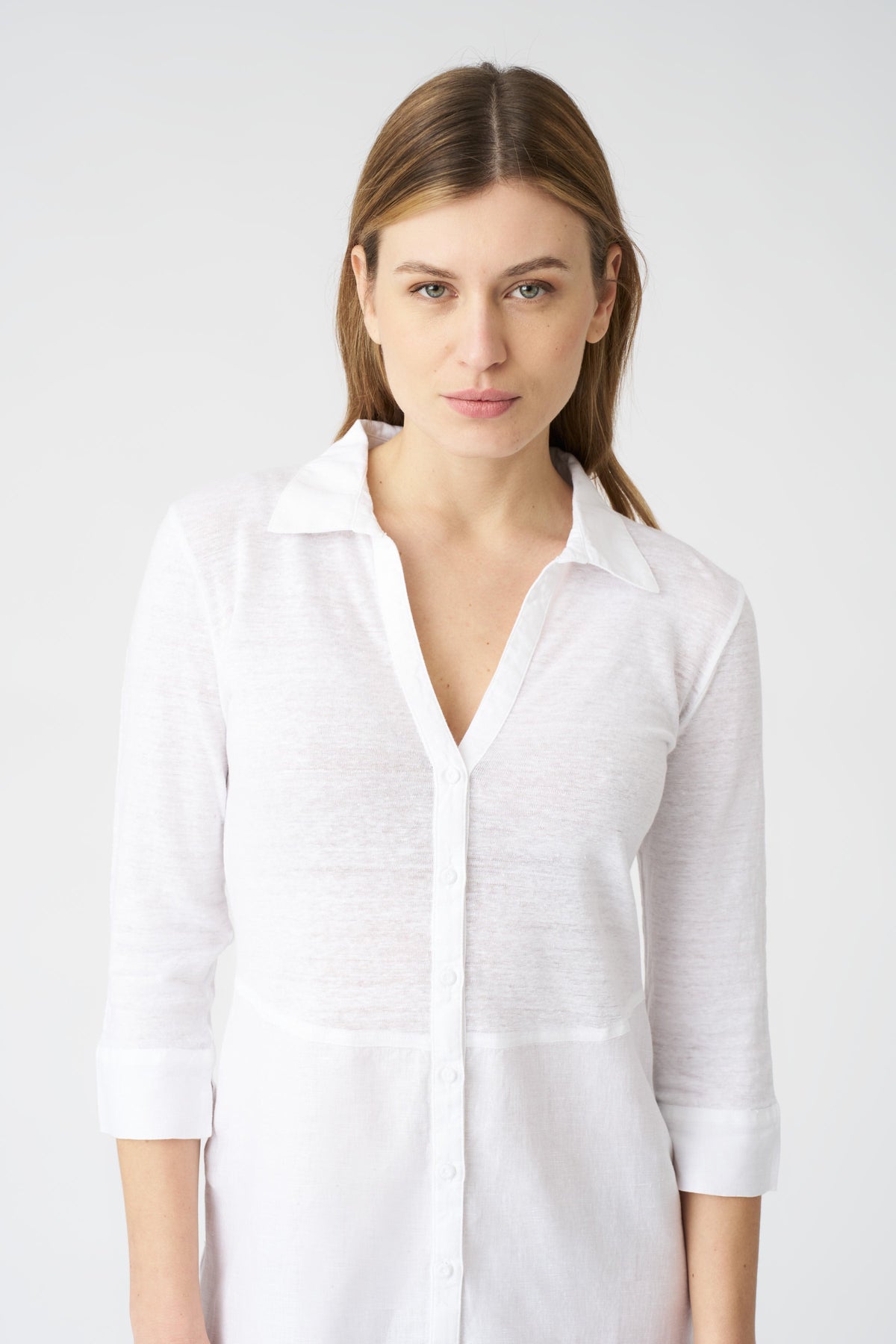 Women's 'Kat' Linen Shirt Dress – White, view 2
