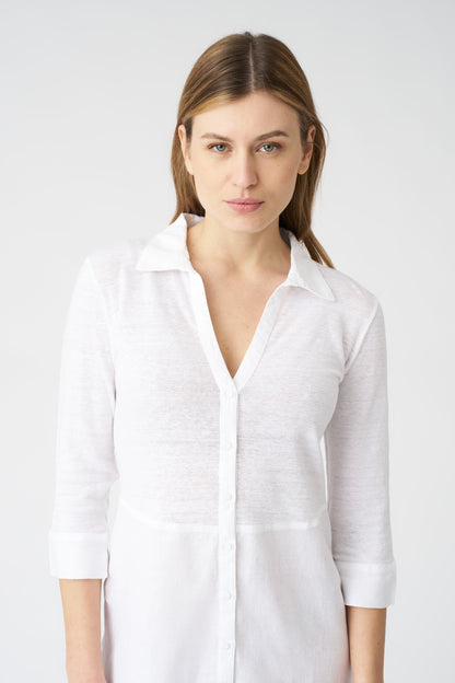 Women's 'Kat' Linen Shirt Dress – White, view 2