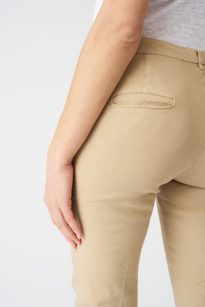 Women's Linen Chino Cropped Pants – Almond, view 2